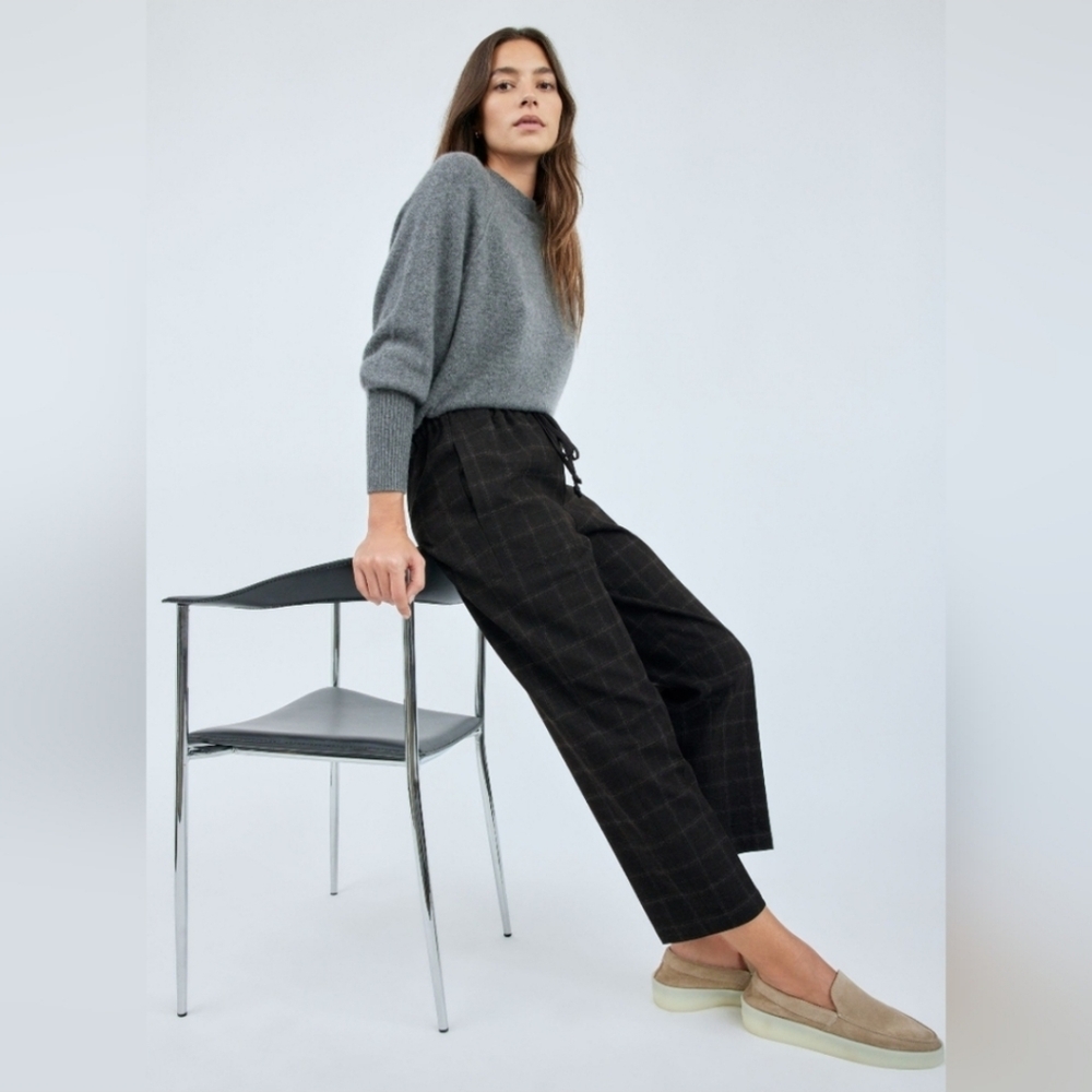 Aritzia The Group Babaton Jimmy Pant In Black Fine Grid Sz S